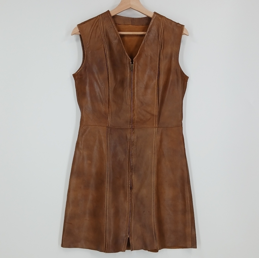 Vintage Leather Zip Front Dress